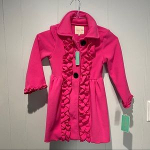 Girls Pink Ruffled Pea Coat NWT